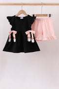 Black Ghost Ruffle Shorts Set