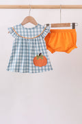 Orange Pumpkin Applique Bloomer Set