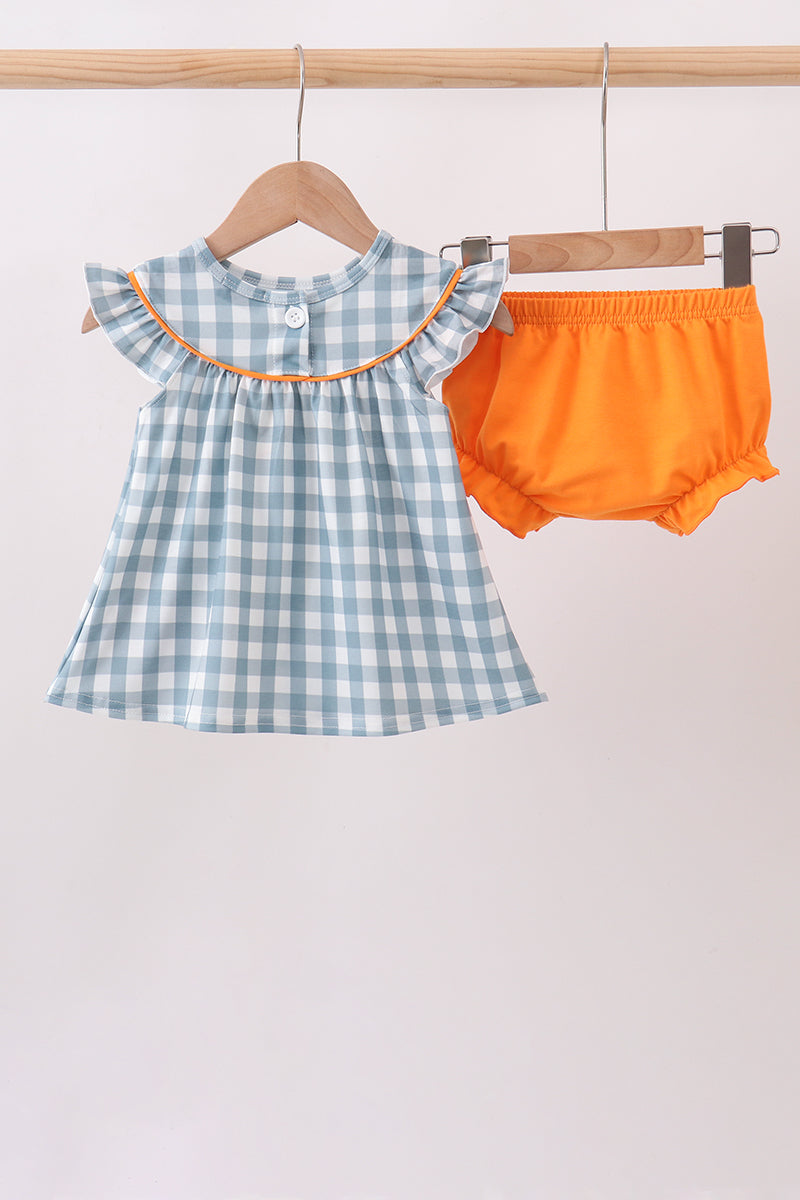 Orange Pumpkin Applique Bloomer Set