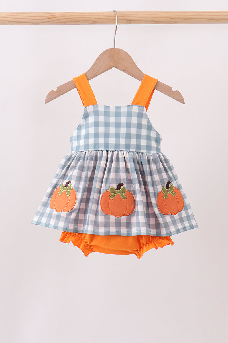 Orange Pumpkin Applique Bubble