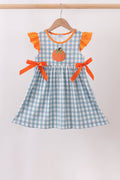 Orange Pumpkin Applique Ruffle Dress
