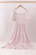 Pumpkin Bow Embroidery Mom Tiered Dress