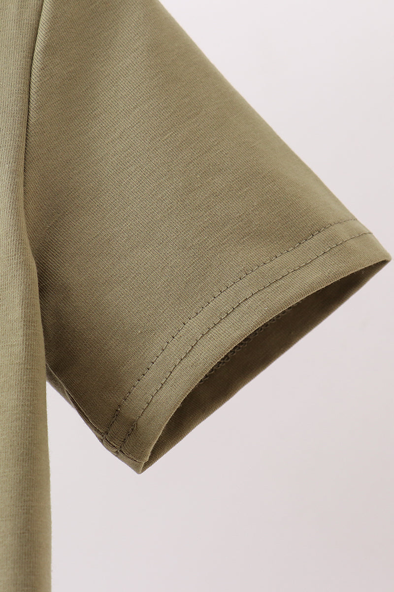 Camel Pumpkin Embroidery Button Down Shirt