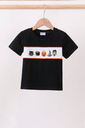 Black Pumpkin cat Embroidery Top