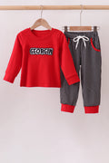 Red Georgia Embroidery Pants Set