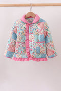 Pink Patchwork Floral Ruffle Jacket
