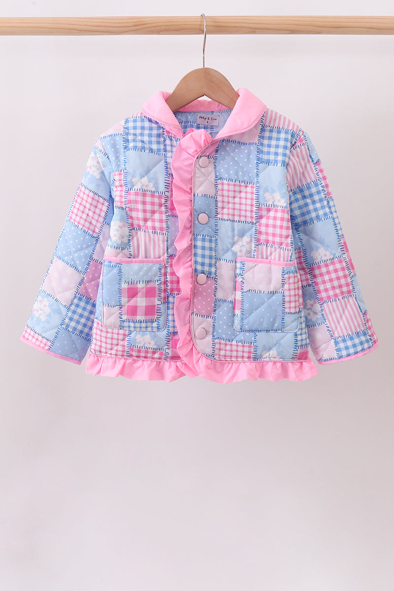 Pink Patchwork Ruffle Jacket