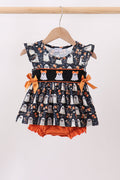Orange Ghost Embroidery Ruffle Bubble