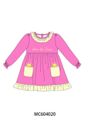 Pink shine for jesus embroidery pocket ruffle dress