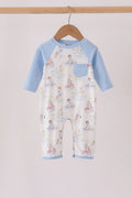 Blue all day adventure pocket romper
