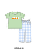 Blue Pumpkin Embroidery Gingham pants Set