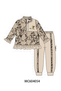 Camouflage duck embroidery ruffle jogger set