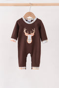 Brown deer applique romper
