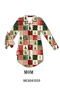 Maroon Checkered Tree Mom Gown