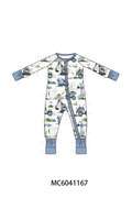 Blue Excavator Bamboo Romper