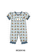 Blue mallard duck embroidery ruffle romper