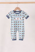 Blue mallard duck embroidery romper