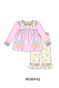 Pink bow pumpkin ruffle pants set