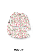 Pink floral print skorts set