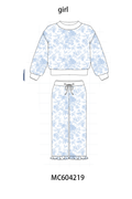 Blue floral print mom&me pants set