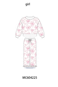 Pink bow floral print mom&me pants set