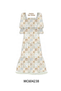 Khaki farm checkered tiered mom dress