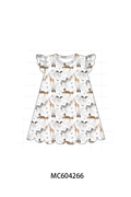 Brown zoo animal ruffle dress