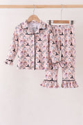 Pink Spooky print bamboo pajama set