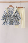 Vintage Floral Ruffle Pants Set