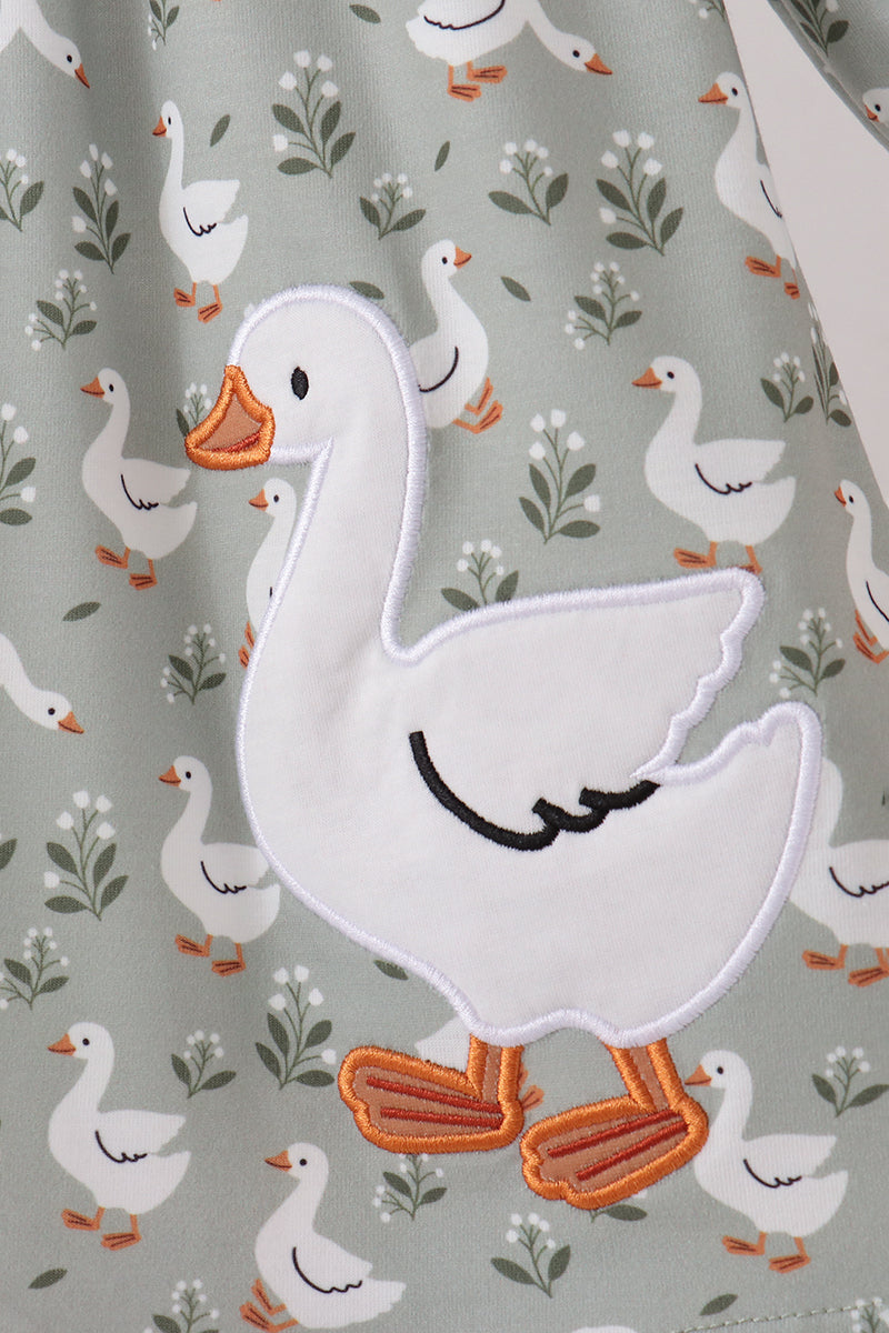 Grey goose applique ruffle dress