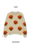 Khaki turkey sequin mom top