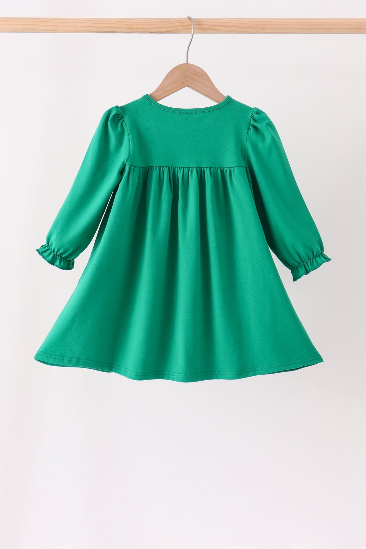 Green christmas tree bow applique dress
