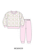 Pink Santa Bow Print Pants Set