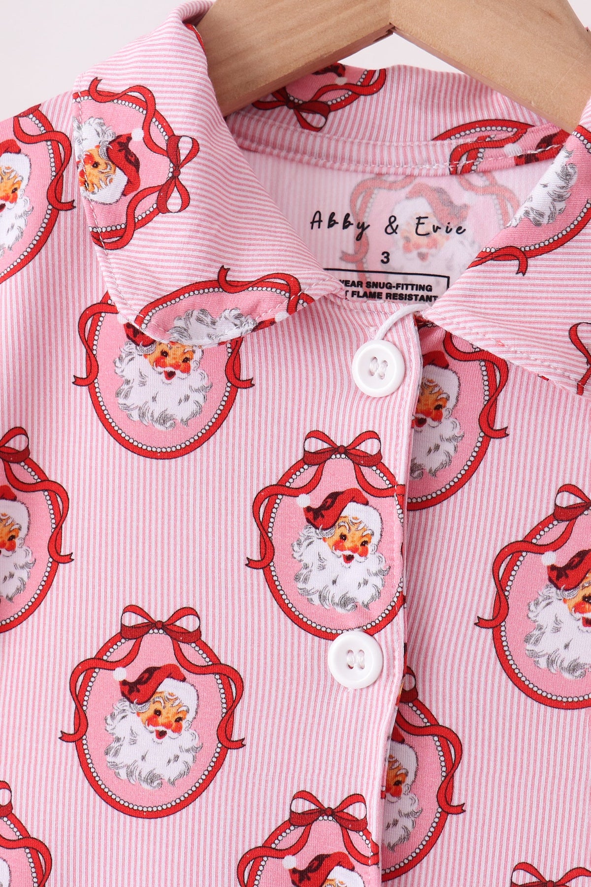 Pink santa claus bamboo ruffle pajama set