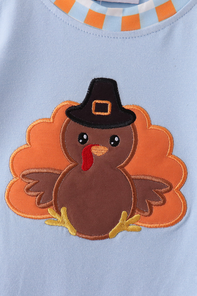 Blue Turkey Applique Romper