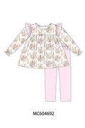 Pink horse ruffle pants set