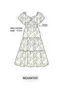 Sage floral smocked tiered mom dress
