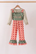 Green Pumpkin Embroidery 2Cp Jumpsuit Set