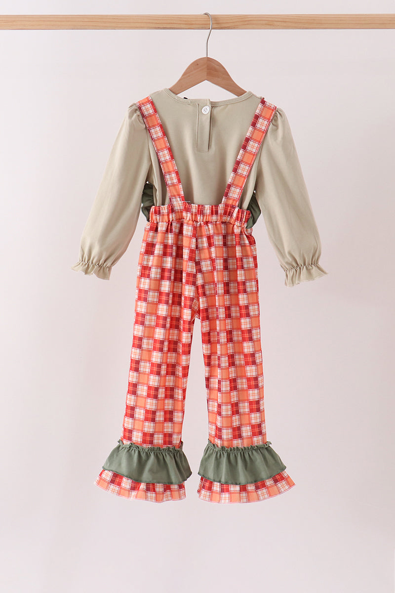 Green Pumpkin Embroidery 2Cp Jumpsuit Set