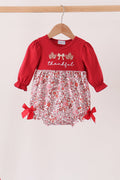 Maroon Thankful Floral Leaves Embroidey Bubble