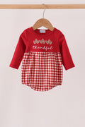 Maroon Thankful Leaves Embroidey Gingham Bubble