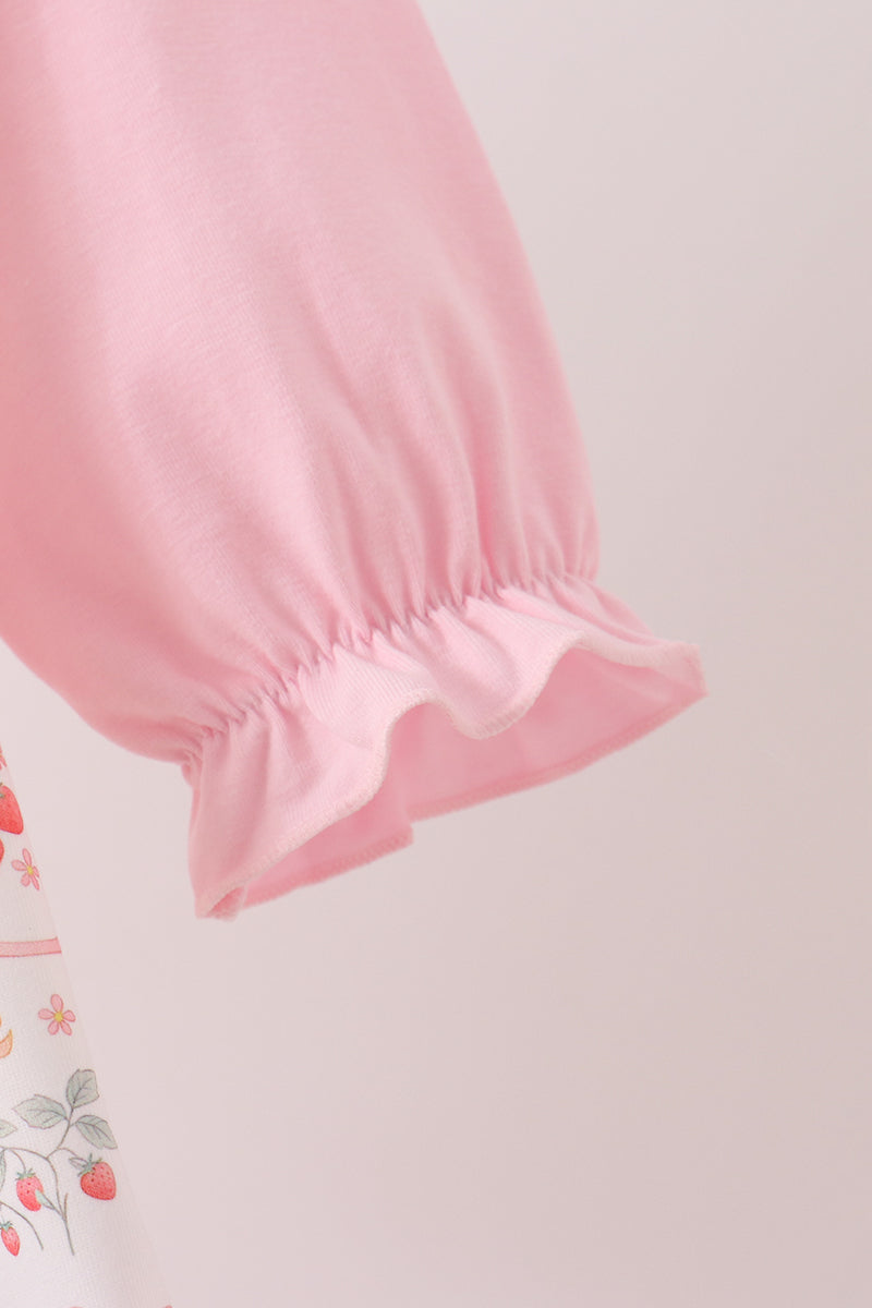 Pink Chicken Embroidery Dress