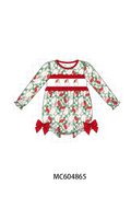 Red Santa Embroidery Ruffle Bubble