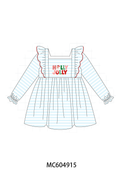 Blue Stripe Holly Jolly Ruffle Dress