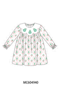 Pink Christmas Tree Embroidery Dress