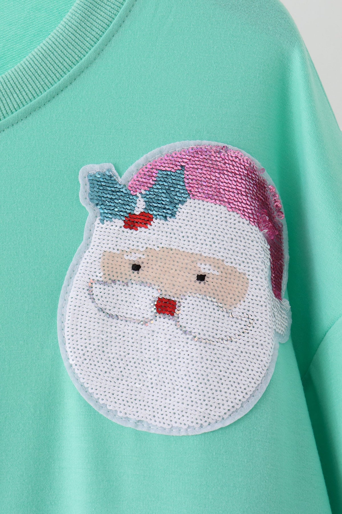 Mint Santa Sequin Mom&me Top
