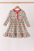Green Christmas Bow Ruffle Bamboo Dress