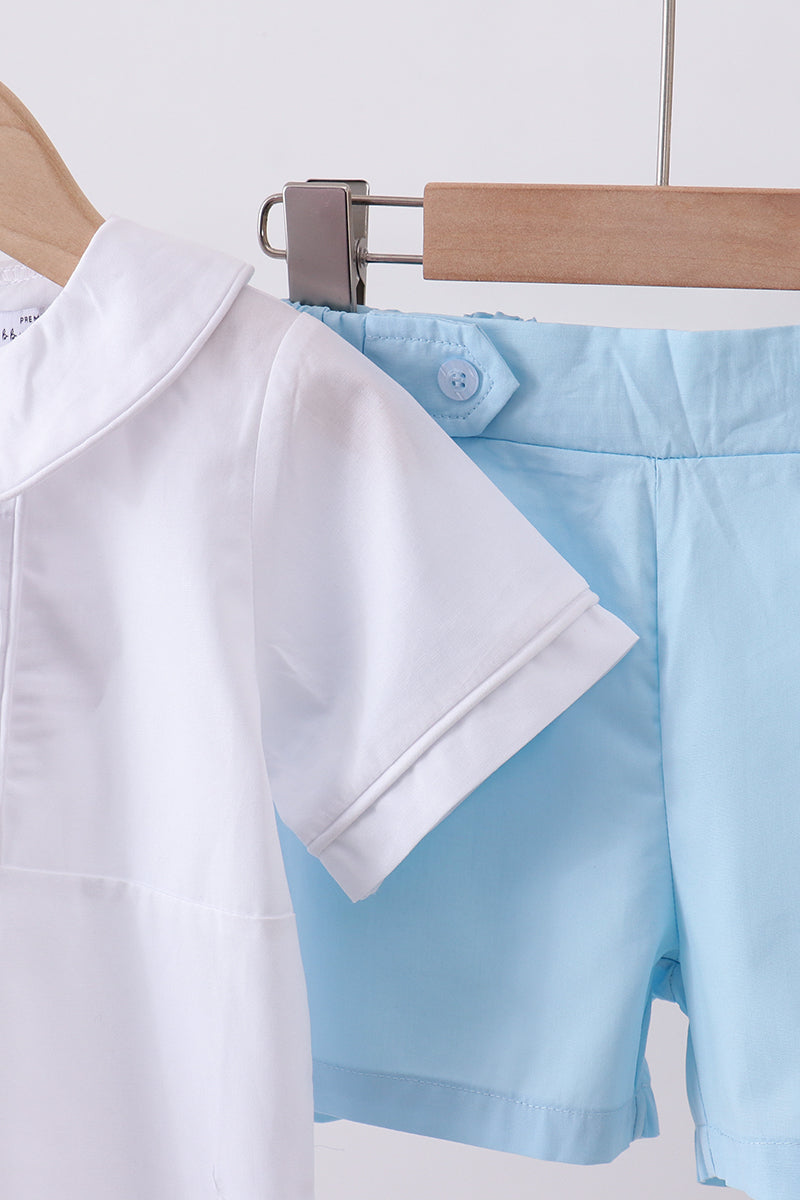 Peter pan collar shorts set