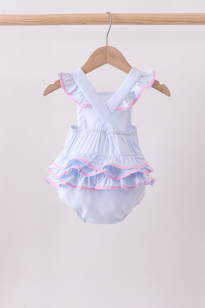 Blue stripe ruffle bubble