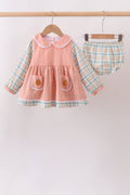 Pumpkin Jacquard Embroidery Plaid Bloomer Set